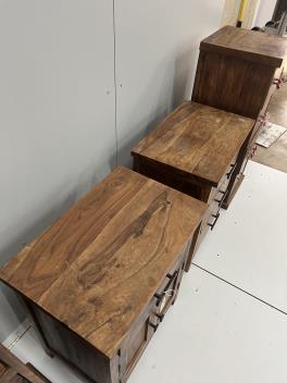 Four contemporary Indonesian hardwood chests, largest width 60cm, depth 40cm, height 70cm
